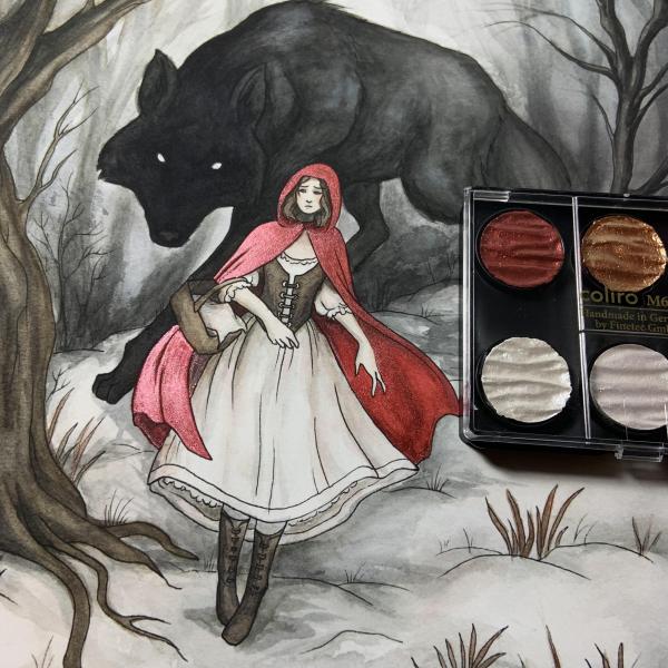 EMBELLISHED - Little Red Riding Hood 11x14 Fantasy Art Print picture