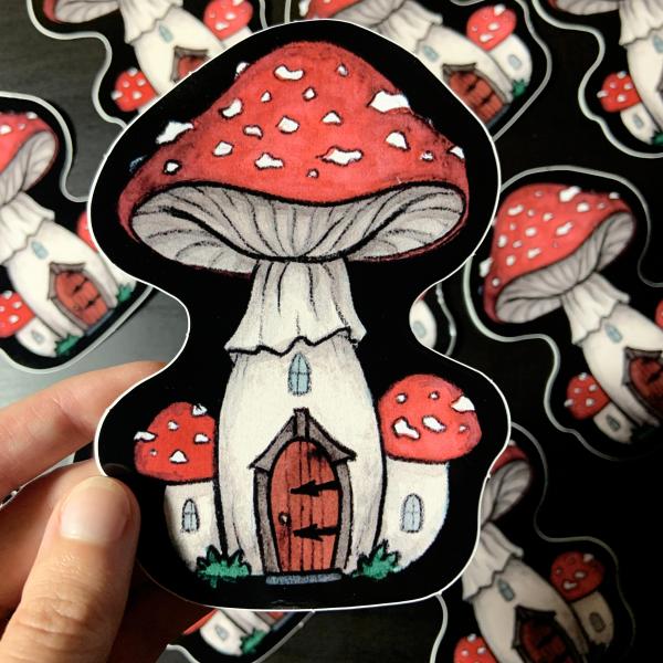 Red Mushroom House Sticker