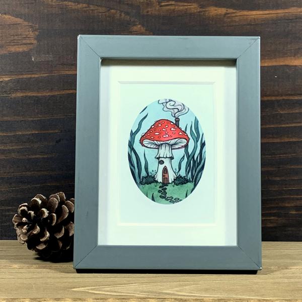 Mushroom House - Framed Mini Art Print picture