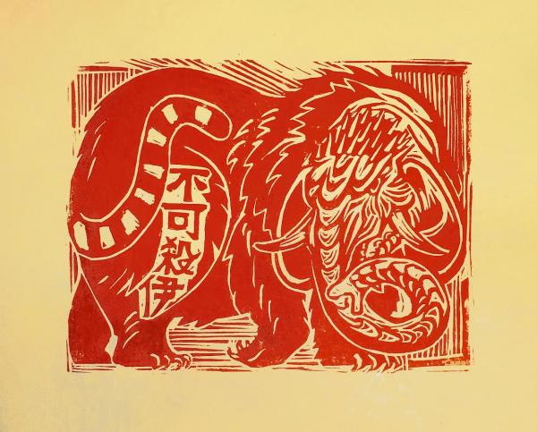 Elephant Lino print