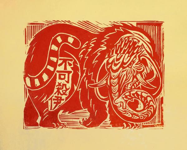 Elephant Lino print picture