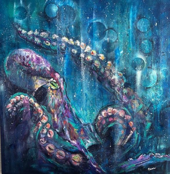 Bubbles Up/ Octopus - Metal Print