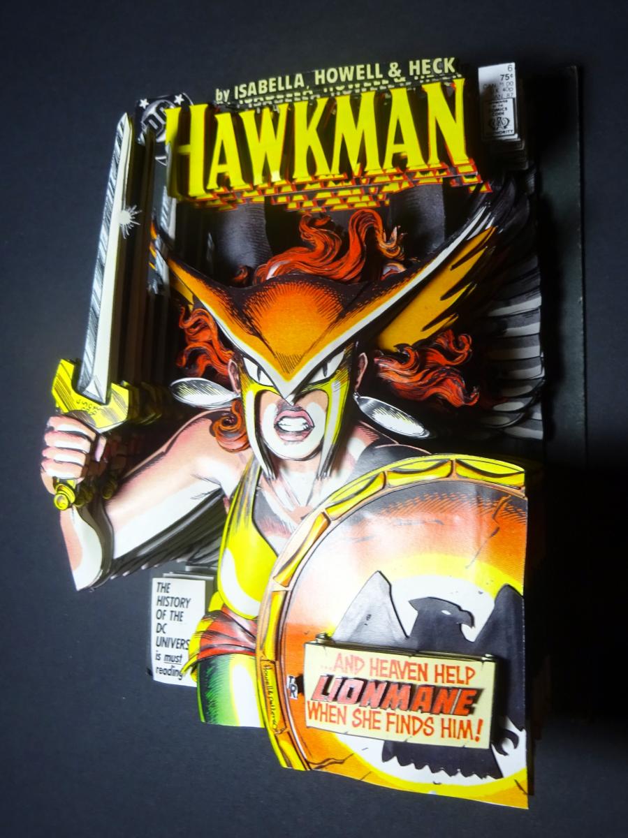Unframed HAWKMAN #6 Warrior Hawkwoman 3D Paper Sculpture picture