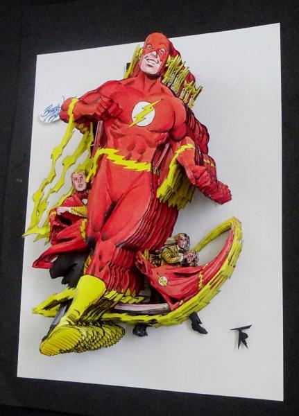 Unframed BARRY ALLEN BECOMES THE FLASH 3D Paper Sculpture picture