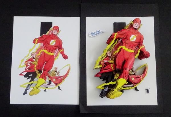 Unframed BARRY ALLEN BECOMES THE FLASH 3D Paper Sculpture picture