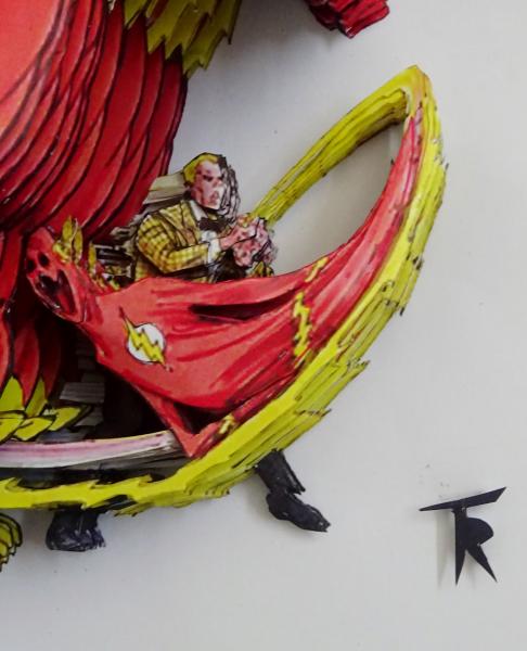 Unframed BARRY ALLEN BECOMES THE FLASH 3D Paper Sculpture picture