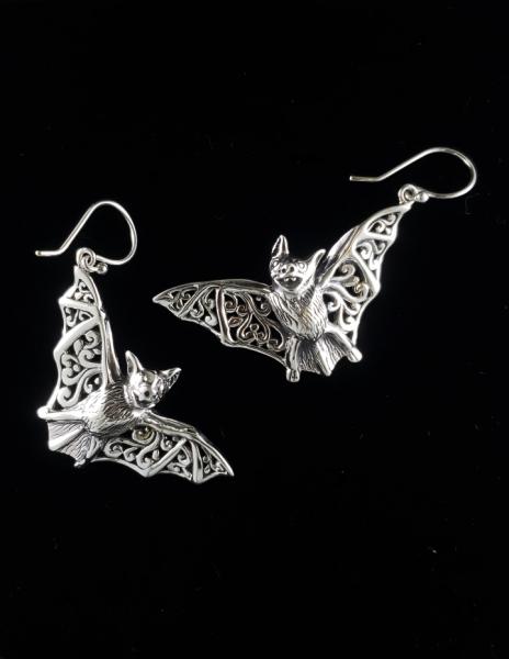 Sterling Silver Bat Earrings