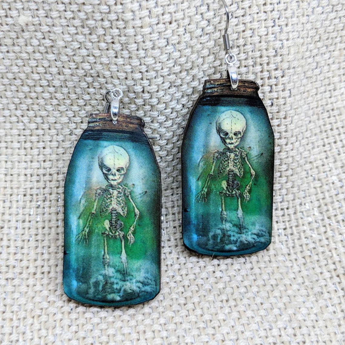 Skeleton Creepy Halloween Earrings picture