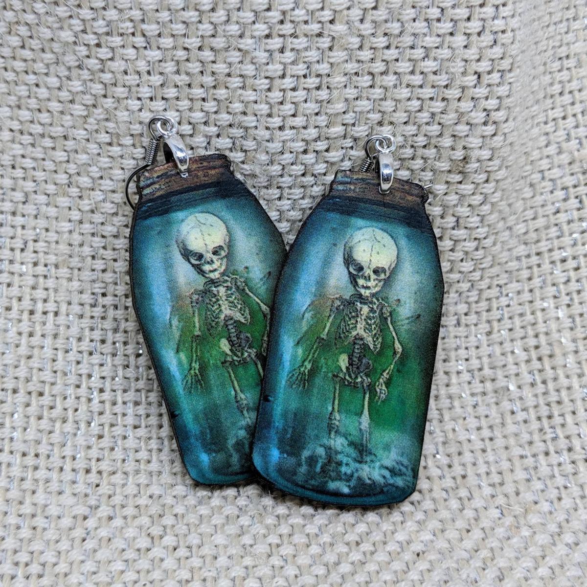 Skeleton Creepy Halloween Earrings picture