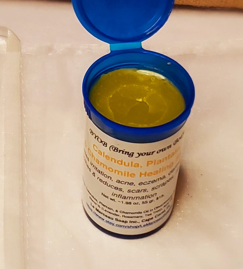 LE MARCEAU SOAP CALENDULA PLANTAIN CHAMOMILE SALVE, NET WT. 2 OZ., GRAMS: 56.7, SCENT: EARTHY picture