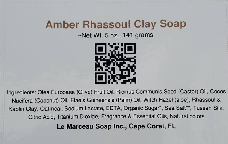 LE MARCEAU SOAP RHASSOUL CLAY AMBER SOAP, NET WT. 5 OZ., GRAMS: 141.75, SCENT: WOODSY picture