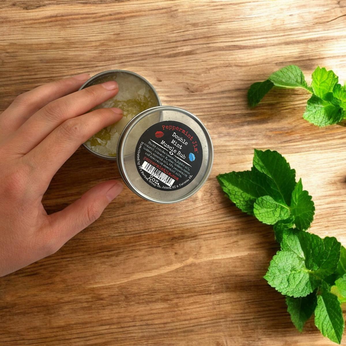 Double Mint Muscle Rub, 2 oz - All Natural Sore Muscle Relief with Peppermint & Spearmint Oil, Vitamin E, & Shea Butter, Farm-Distilled Essential Oils picture