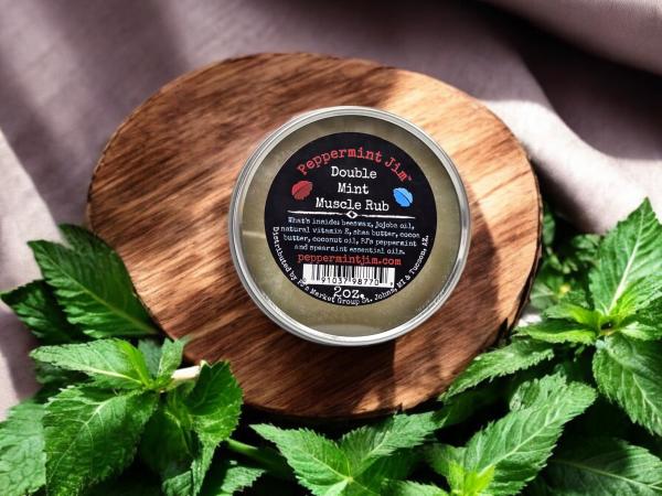 Double Mint Muscle Rub, 2 oz - All Natural Sore Muscle Relief with Peppermint & Spearmint Oil, Vitamin E, & Shea Butter, Farm-Distilled Essential Oils