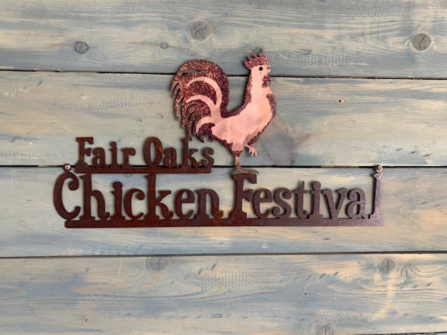 metal chicken festival wall sign