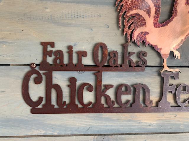 metal chicken festival wall sign picture