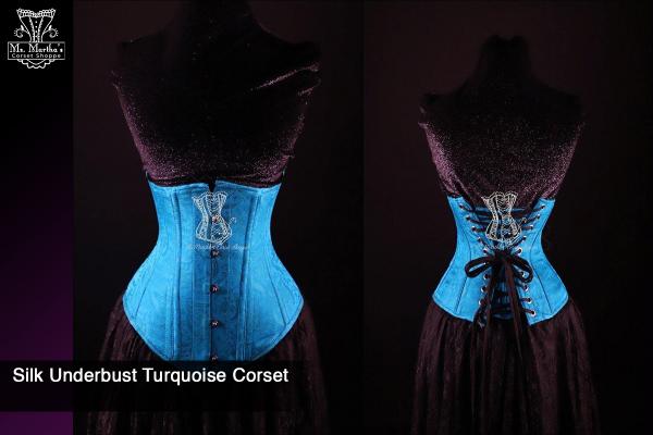 Silk Underbust Turquoise Corset picture