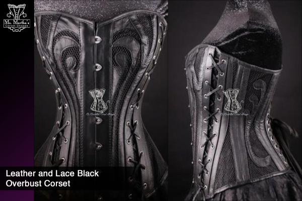 Leather and Lace Black Overbust Corset picture