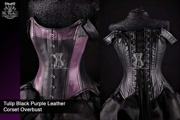 Tulip Black Purple Leather Corset picture