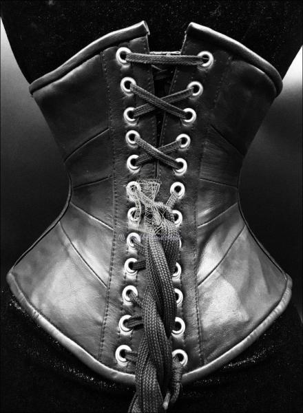 Geometric Black Leather Under Bust Corset picture