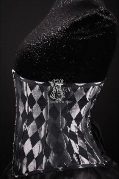 Harlequin Silk Underbust Corset Silver and Black picture