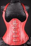 Buckle Halter Red Leather Corset