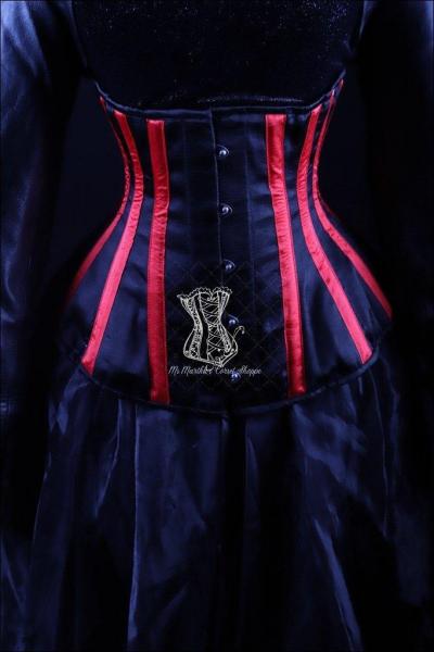 Striped Underbust Corset Red and Black Silk picture