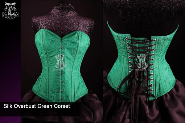 Silk Overbust Green Corset picture