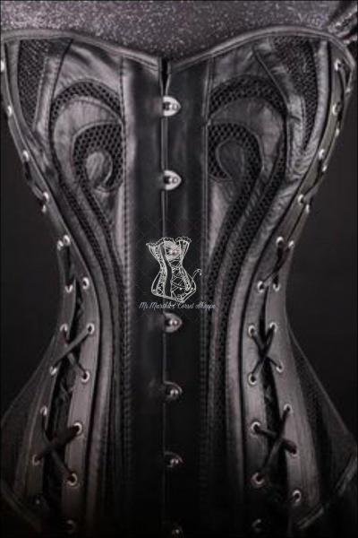 Leather and Lace Black Overbust Corset