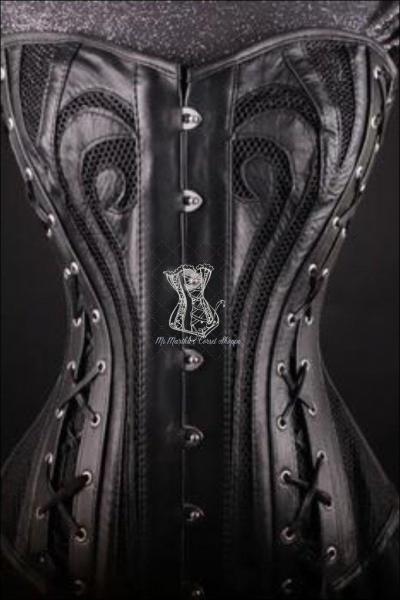 Leather and Lace Black Overbust Corset picture