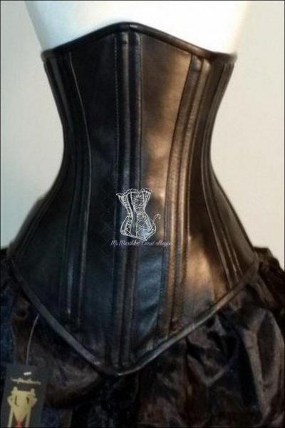 Black No Busk Leather Underbust Corset picture