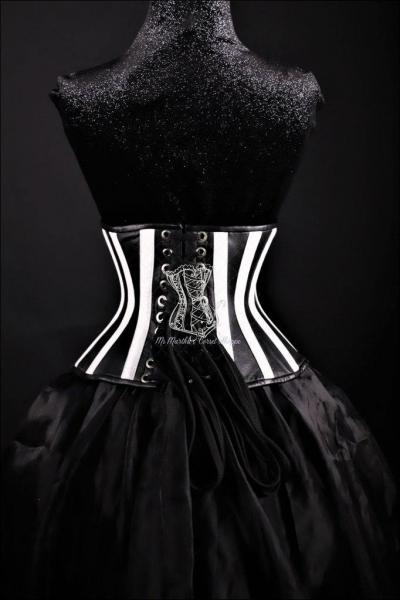 Stripes black and white Leather Underbust corset picture