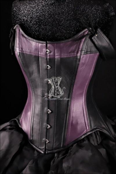 Tulip Black Purple Leather Corset