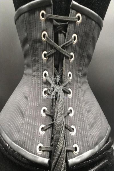 Pin Stripes Silk & Leather Underbust Corset picture