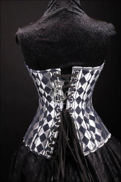 Harlequin Silk Overbust Black and Silver picture