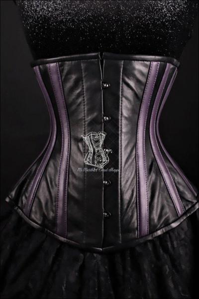 Stripes Purple Black leather Underbust picture