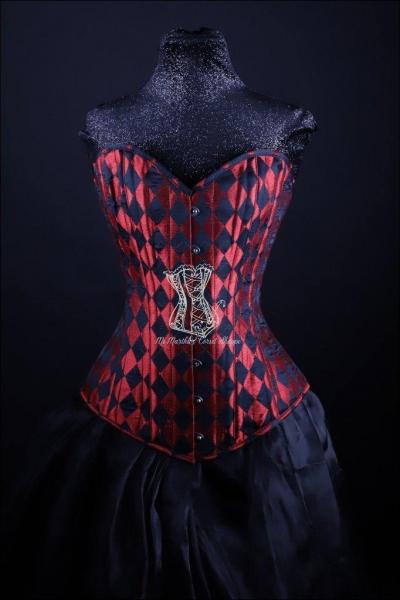 Harlequin Silk Overbust Red and Black picture