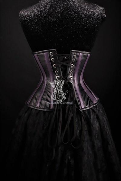 Stripes Purple Black leather Underbust picture