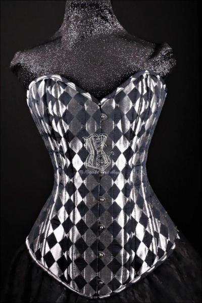 Harlequin Silk Overbust Black and Silver picture