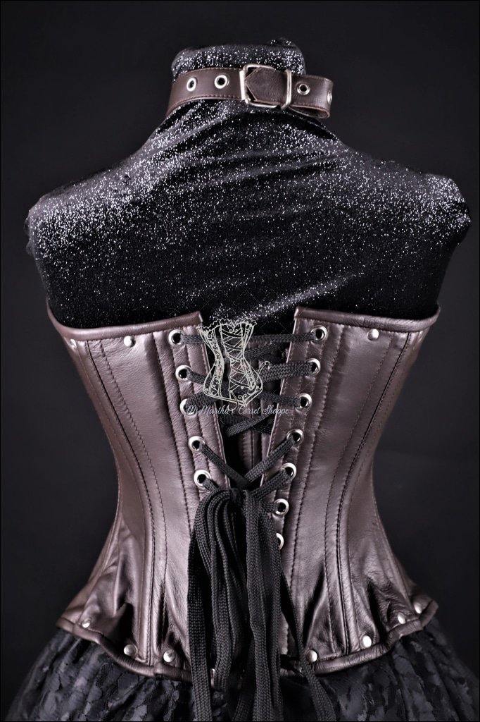 Buckle Halter Brown Leather Corset picture