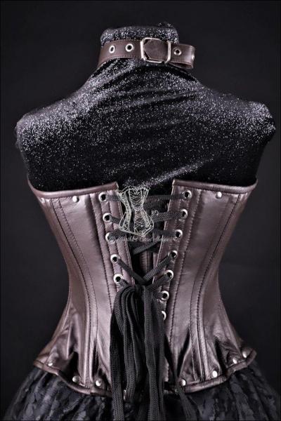 Buckle Halter Brown Leather Corset picture