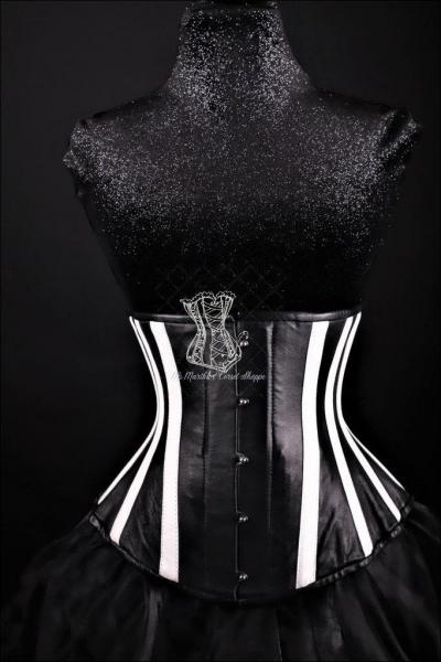 Stripes black and white Leather Underbust corset picture