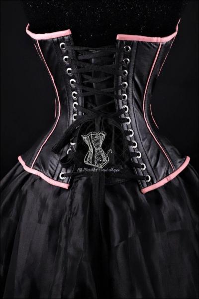 Piping Leather Black and Pink Corset picture