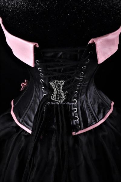 Pin-Up Girl Black and Pink Leather Corset picture
