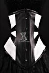 Geometric Black and White Leather Underbust Corset