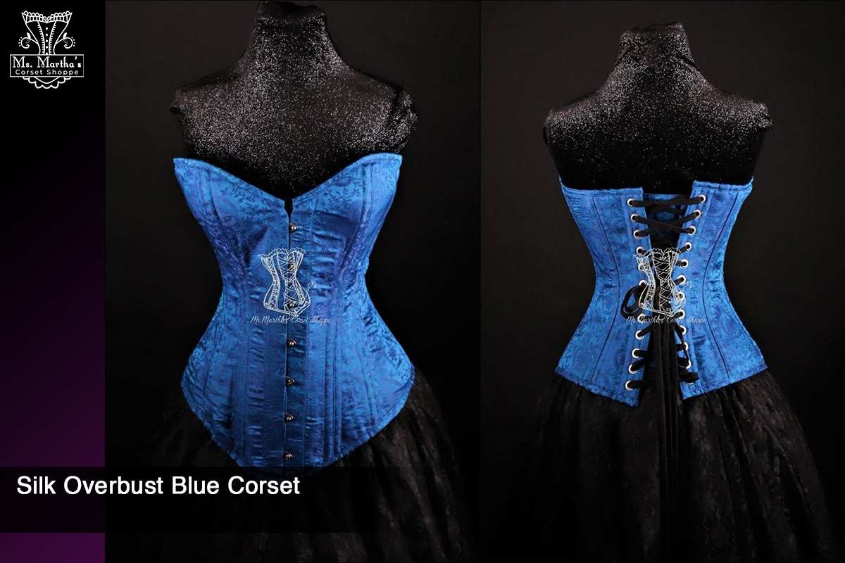 Silk Overbust Blue Corset picture