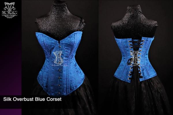 Silk Overbust Blue Corset picture