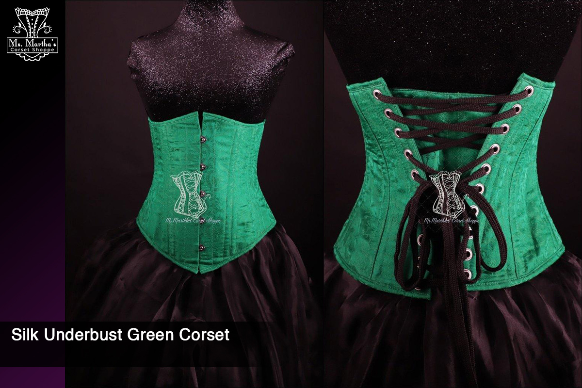 Silk Underbust Green Corset picture