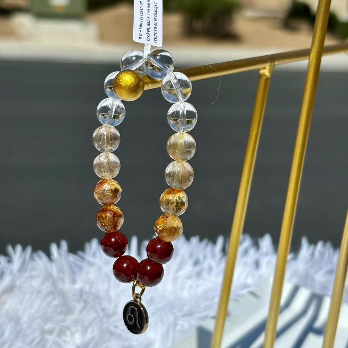 Leo Zodiac Bracelet – Clear Quartz, Garnet, Rutilated Quartz Crystal & Citrine picture