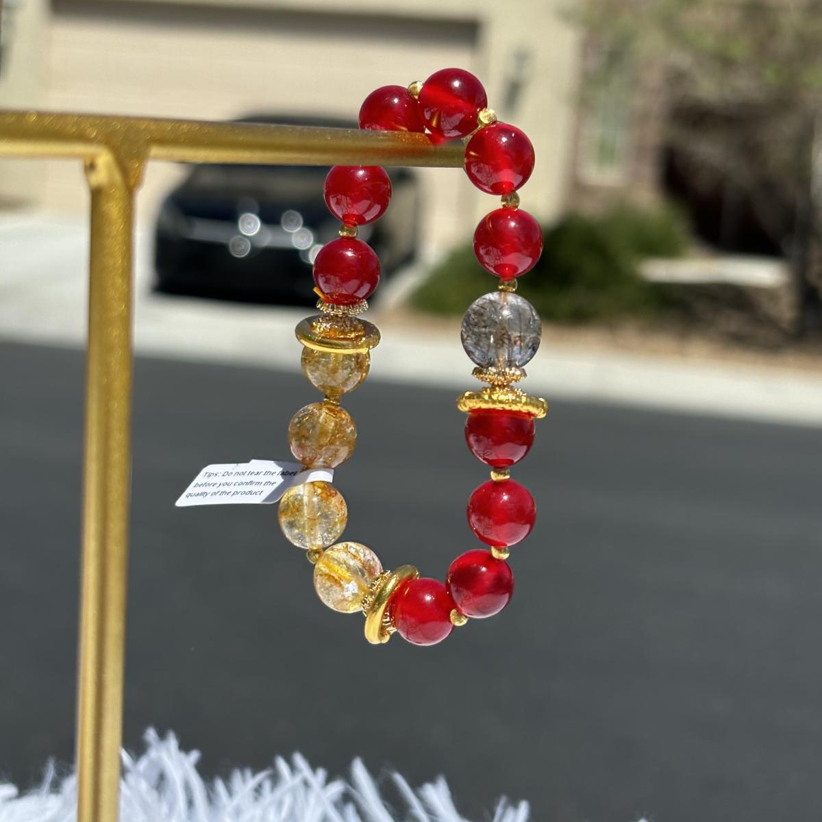Nezha Flame Bracelet | Red Agate, Citrine and Black Golden Super Seven | Power, Abundance & Protection picture