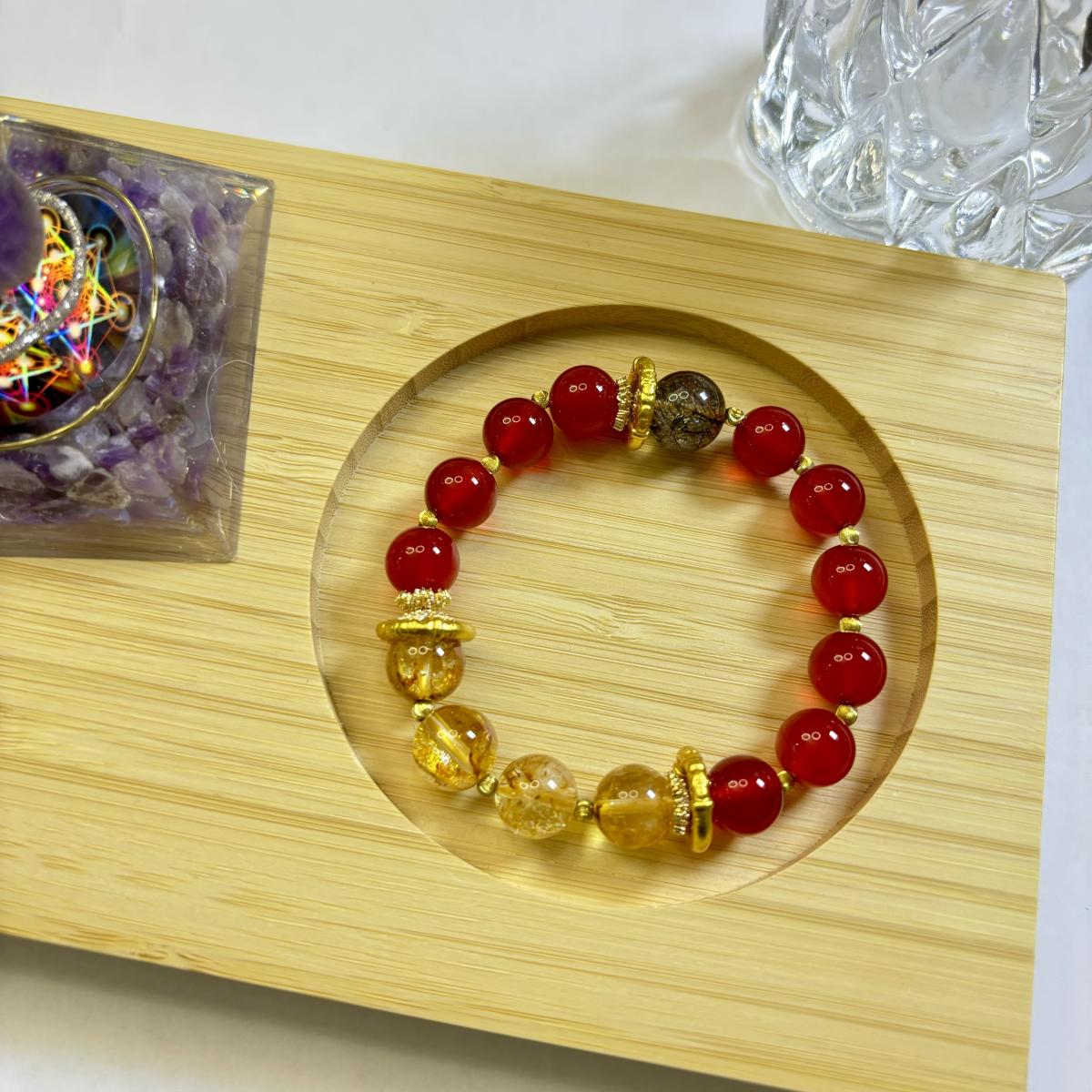 Nezha Flame Bracelet | Red Agate, Citrine and Black Golden Super Seven | Power, Abundance & Protection picture